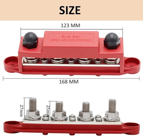2 PCS Marine Bus Bar 12V 150A Power Distribution Block, M6 Stud, 12 Volt Automotive Marine Battery Busbar Terminal Block with Cover in Kuwait