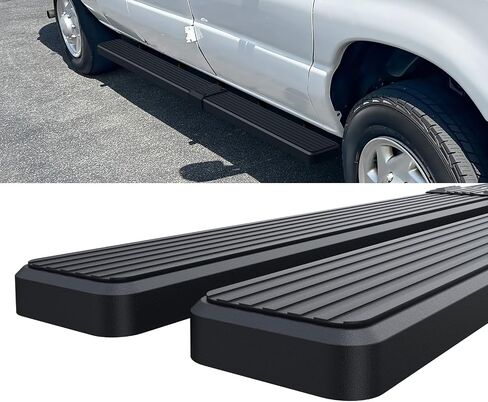 HD Ridez Stainless Steel Running Board Side Step 6" Black Compatible with Ford Econoline 1999-2014 Full Size Van 3-Door (Nerf Bar Side Steps Side Bars) in Saudi Arabia