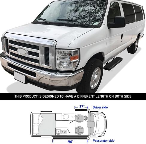 HD Ridez Stainless Steel Running Board Side Step 6" Black Compatible with Ford Econoline 1999-2014 Full Size Van 3-Door (Nerf Bar Side Steps Side Bars) in Saudi Arabia