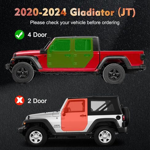 ألواح الجري لـ Gladiator JT 4 Door 2020 2021 2022 2023 2024 ، 7.7 بوصة خطوات منزلق صخرية غير زرق in Kuwait