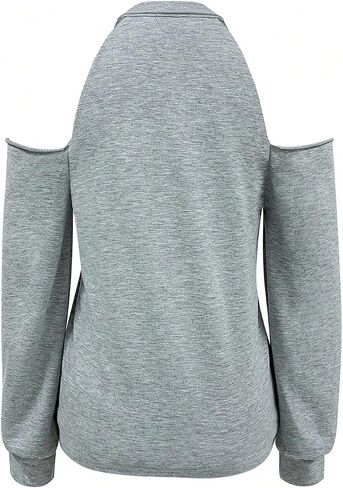 Soly Hux Letter Women's Graphshirt Shirt Counder الكتف البارد Long Sleeve Tops Pullover Tops Streetwear in Saudi Arabia