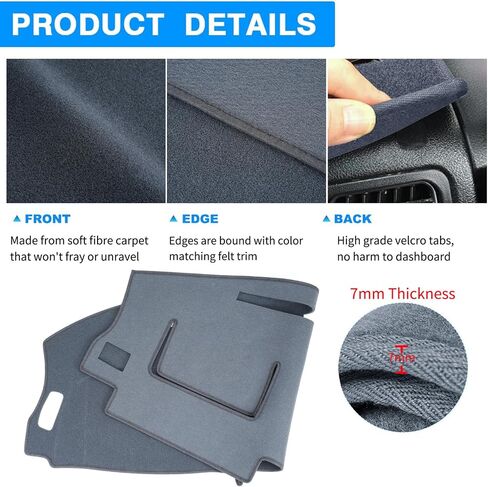 Dash Cover Custom Fit for Dodge Challenger 2008-2014 with Light Sensor w/o Speaker Cutout, Dashboard Cover Mat Pad Carpet Protector (Dark Gray) in Kuwait