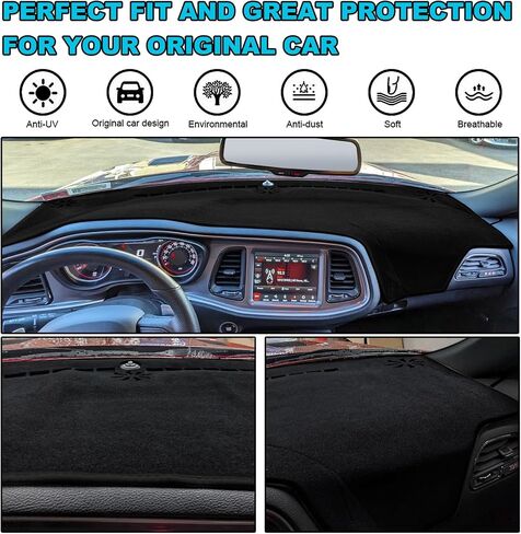 Dash Cover Custom Fit for Dodge Challenger 2008-2014 with Light Sensor w/o Speaker Cutout, Dashboard Cover Mat Pad Carpet Protector (Dark Gray) in Kuwait