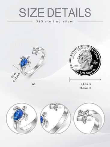 Turtle Starffish/Lotus Toe Ring للنساء 925 Sterling Silver قابل للتعديل قابلة للتعديل in Kuwait