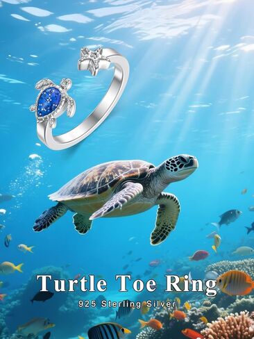 Turtle Starffish/Lotus Toe Ring للنساء 925 Sterling Silver قابل للتعديل قابلة للتعديل in Kuwait