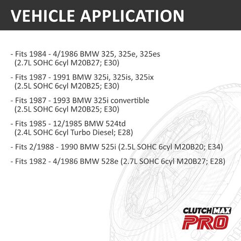 Clutchmaxpro أداء المرحلة 2 مجموعة القابض متوافقة مع 1984-1991 BMW 325 325E 325ES 325I 325IS 325IX 524TD 525I 528E 2.5L 2.7L M20B25 M20B27 E28 E30 E34 (CP030HD-ST2) in Saudi Arabia