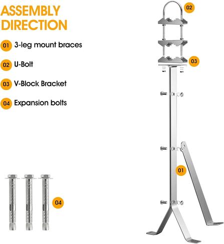 24 Inch Antenna Wall Mount Stainless Steel Stand Off Wall Mast Mount Clamps Windproof Antenna Mounting Bracket (24 inch) in Kuwait