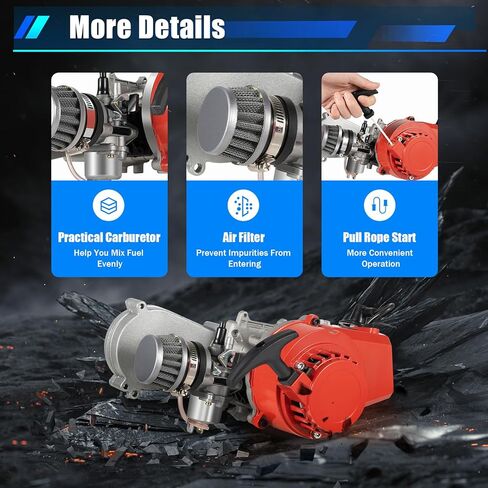 49CC 2 Stroke Engine Motor, 1.9kw/7000rpm Racing Engine Motor Transfer Motor, 49cc Engine Electronic Ignition System Mini Motorbike Engine for Dirt Bike, Pocket Bike Engine Kits in Saudi Arabia