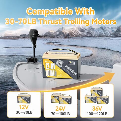Power Queen LifePo4 Battery 36V 50ah مع Bluetooth ، حماية منخفضة الحرارة ، 1920WH Energy ، بطارية Deep Cycle Group 31 Lithiumn Battery لمحرك التصيد 36 فولت حتى 120 رطل in Saudi Arabia