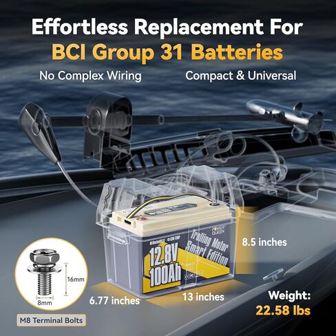Power Queen LifePo4 Battery 36V 50ah مع Bluetooth ، حماية منخفضة الحرارة ، 1920WH Energy ، بطارية Deep Cycle Group 31 Lithiumn Battery لمحرك التصيد 36 فولت حتى 120 رطل in Kuwait
