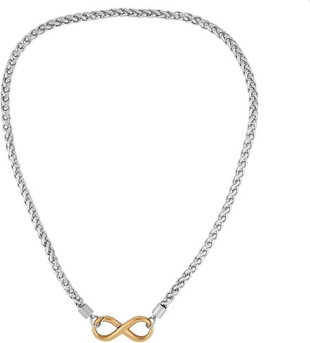 Wolentty Infinity Necklace Gift for Women - 18" Chunky Stainless Steel Wheat Chain Infinity Clasp Necklace in Kuwait