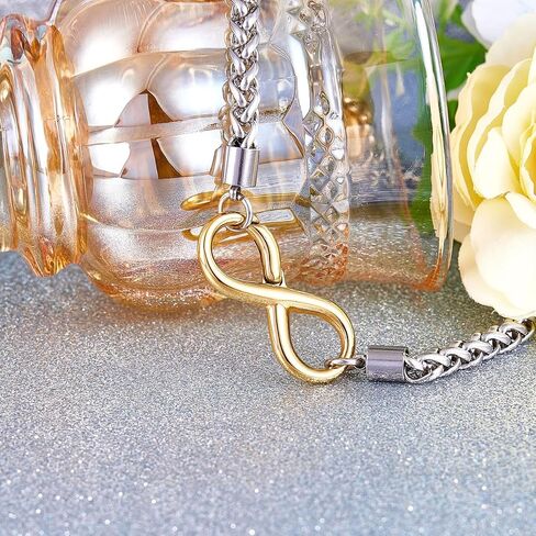 Wolentty Infinity Necklace Gift for Women - 18" Chunky Stainless Steel Wheat Chain Infinity Clasp Necklace in Kuwait