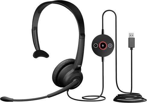 Cyber Acoustics AC-204 Stereo Headset with Ambidextrous Boom Mic | Great for VoIP and Gaming, Leatherette Earpads, Includes Y-Adapter, PC and Mac Compatible in Kuwait