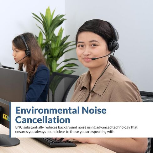 Cyber Acoustics AC-204 Stereo Headset with Ambidextrous Boom Mic | Great for VoIP and Gaming, Leatherette Earpads, Includes Y-Adapter, PC and Mac Compatible in Kuwait