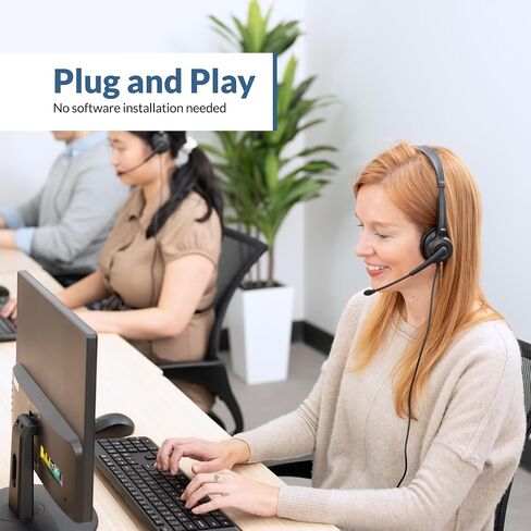Cyber Acoustics AC-204 Stereo Headset with Ambidextrous Boom Mic | Great for VoIP and Gaming, Leatherette Earpads, Includes Y-Adapter, PC and Mac Compatible in Kuwait
