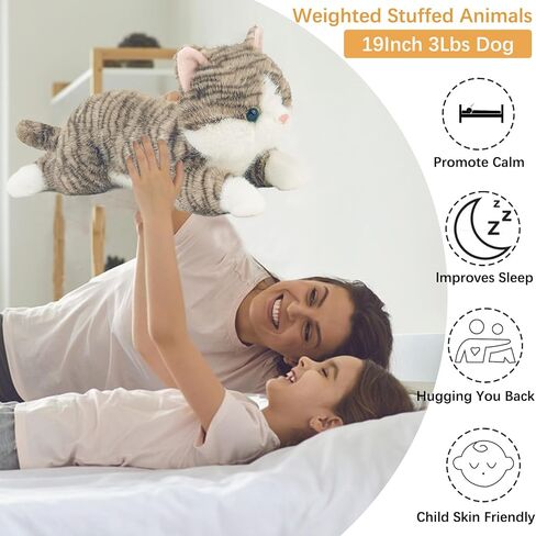 19Inch 3 Pounds Dog Weighted Stuffed Animals, Cute Realistic Puppy Stuffed Animal, Sensory Comfort Plush Throw Pillow Toy, Stuffed Dog Plush Gift for Adults Kids Youth in Saudi Arabia