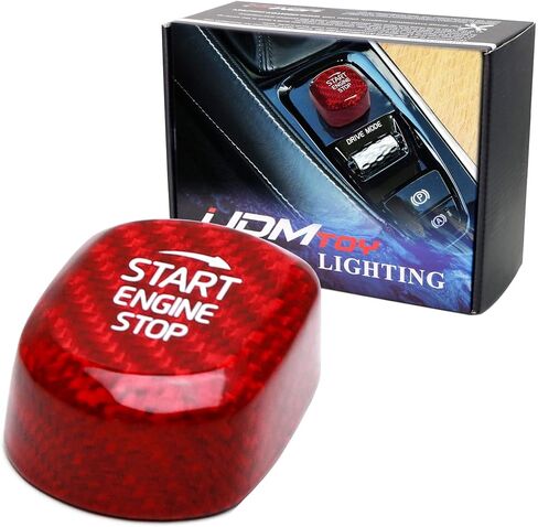 iJDMTOY 3D Gloss Red Real Carbon Fiber Engine Start/Stop Start Button Cover Compatible with Volvo XC60 XC90 S90 S60 V90 V60 in Saudi Arabia