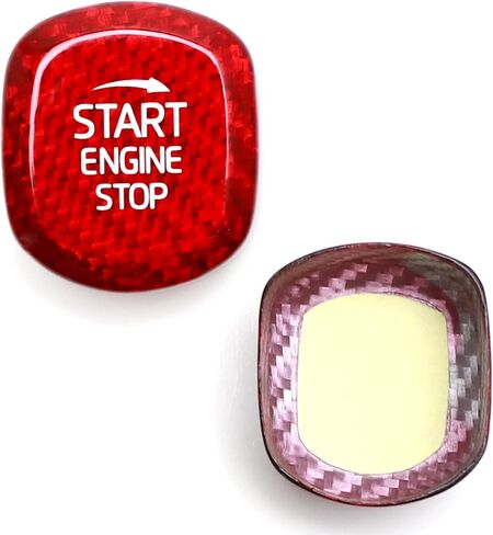 iJDMTOY 3D Gloss Red Real Carbon Fiber Engine Start/Stop Start Button Cover Compatible with Volvo XC60 XC90 S90 S60 V90 V60 in Saudi Arabia