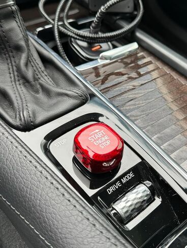iJDMTOY 3D Gloss Red Real Carbon Fiber Engine Start/Stop Start Button Cover Compatible with Volvo XC60 XC90 S90 S60 V90 V60 in Saudi Arabia