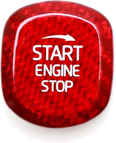 iJDMTOY 3D Gloss Red Real Carbon Fiber Engine Start/Stop Start Button Cover Compatible with Volvo XC60 XC90 S90 S60 V90 V60 in Saudi Arabia