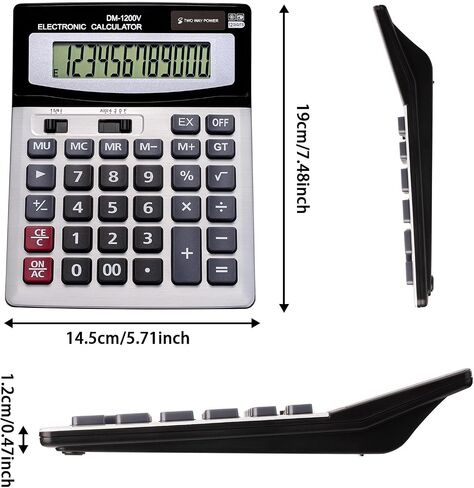 12 Digit Desktop Calculator with Large LCD Display and Sensitive Button, Dual Solar Power and Battery, Standard Function for Office (YE8898) in Kuwait
