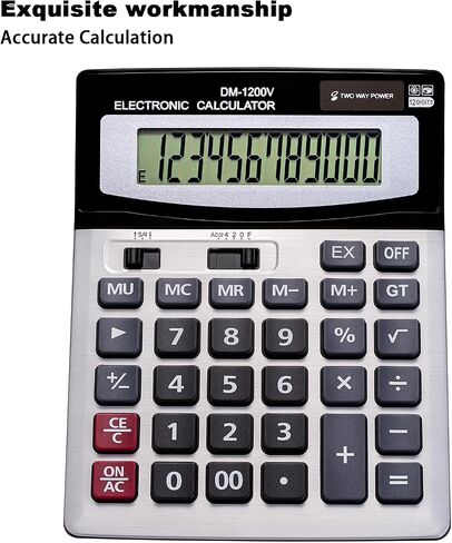 12 Digit Desktop Calculator with Large LCD Display and Sensitive Button, Dual Solar Power and Battery, Standard Function for Office (YE8898) in Kuwait