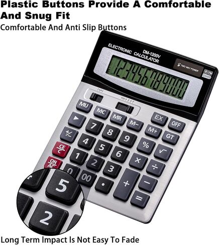 12 Digit Desktop Calculator with Large LCD Display and Sensitive Button, Dual Solar Power and Battery, Standard Function for Office (YE8898) in Kuwait