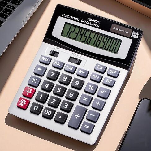 12 Digit Desktop Calculator with Large LCD Display and Sensitive Button, Dual Solar Power and Battery, Standard Function for Office (YE8898) in Kuwait