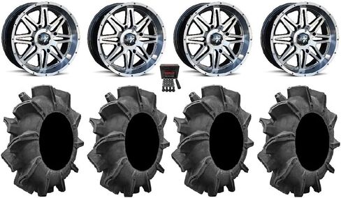 حزمة - 9 عناصر: MSA Dark Tint Vibe 14 "عجلات ATV 32" إطارات Assassinator [4x137 Bolt Pattern 10mmx1.25 Lug Kit] in Saudi Arabia