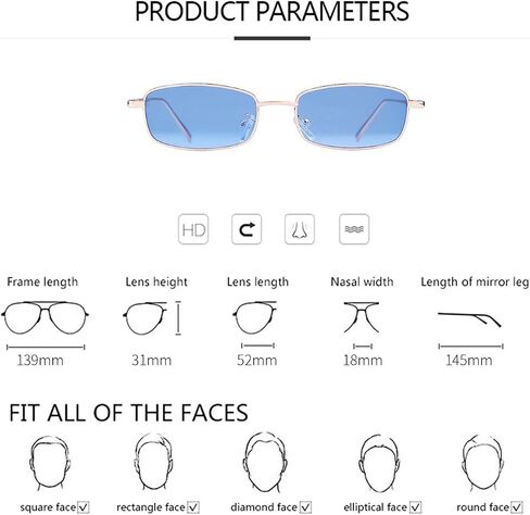 ADE WU Small Narrow Rectangle Sunglasses Womens Mens Retro Y2k 80s 90s UV400 Sunnies in Saudi Arabia