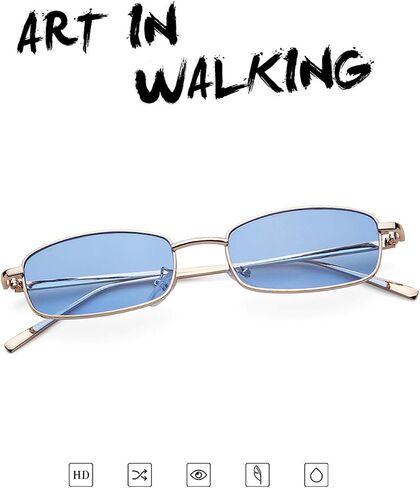 ADE WU Small Narrow Rectangle Sunglasses Womens Mens Retro Y2k 80s 90s UV400 Sunnies in Saudi Arabia