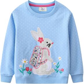 سويت شيرت للفتيات الصغيرات من Mrocioa، هوديس بياقة دائرية، وأكمام طويلة، تي شيرت للخريف والشتاء، ملابس علوية قطنية للأطفال in Kuwait