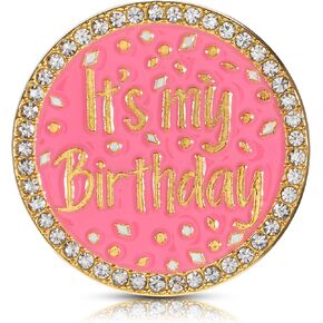 Birthday Brooch Pin It's My Birthday Pin Brooch Round Metal Lapel Pins Badges with Rhinestones Pink Pearl Enamel Pins Round Buckle Brooches for Women Girls Wedding Party in Saudi Arabia