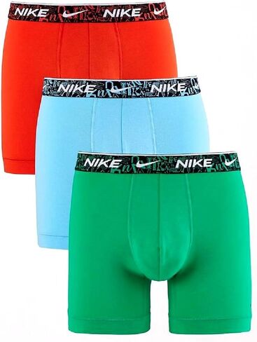 Nike Dri-FIT Men's Essential Cotton Stretch Boxer Briefs w/Fly - Picante Red/Aquarius Blue/Stadium Green, Medium in Saudi Arabia