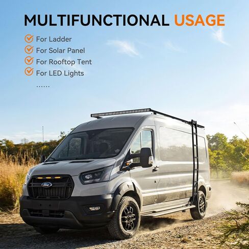 Van Roof Ladder Rack Fit for Ford Transit 148" Long Wheelbase Low/Medium/High Roof for Solar Panels Installation in Saudi Arabia
