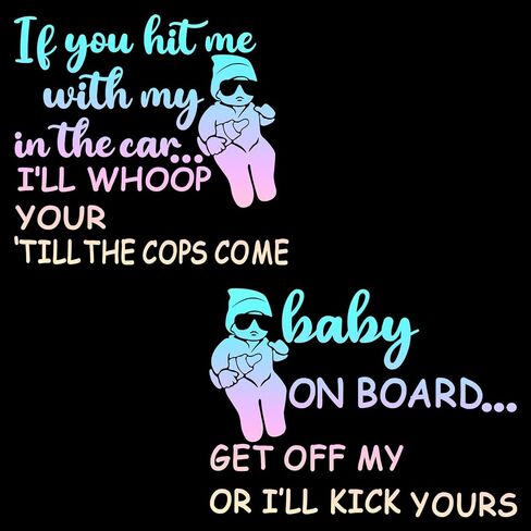 2 Pieces Baby on Board Sign and Car Decal - Removable Safety Sticker for Cars, Trucks, Window, Vehicle Bumper - New Drivers (Laser Color) in Saudi Arabia
