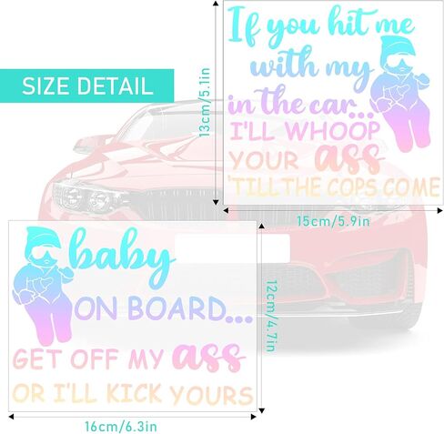 2 Pieces Baby on Board Sign and Car Decal - Removable Safety Sticker for Cars, Trucks, Window, Vehicle Bumper - New Drivers (Laser Color) in Saudi Arabia