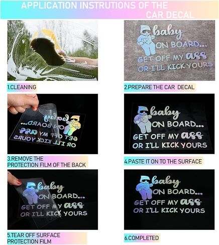 2 Pieces Baby on Board Sign and Car Decal - Removable Safety Sticker for Cars, Trucks, Window, Vehicle Bumper - New Drivers (Laser Color) in Saudi Arabia