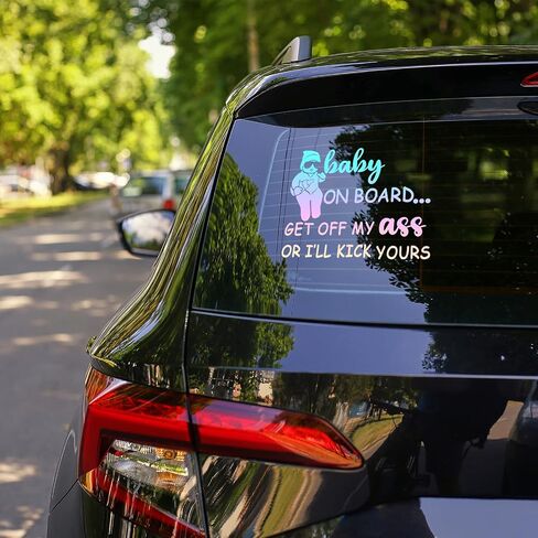 2 Pieces Baby on Board Sign and Car Decal - Removable Safety Sticker for Cars, Trucks, Window, Vehicle Bumper - New Drivers (Laser Color) in Saudi Arabia