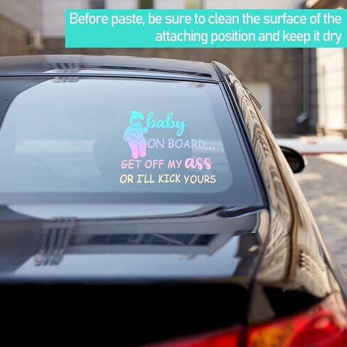 2 Pieces Baby on Board Sign and Car Decal - Removable Safety Sticker for Cars, Trucks, Window, Vehicle Bumper - New Drivers (Laser Color) in Saudi Arabia
