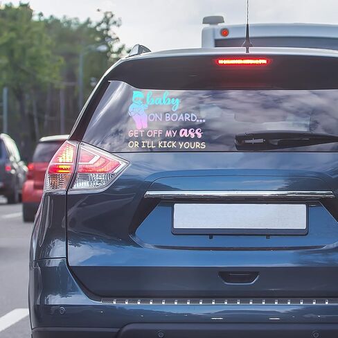 2 Pieces Baby on Board Sign and Car Decal - Removable Safety Sticker for Cars, Trucks, Window, Vehicle Bumper - New Drivers (Laser Color) in Saudi Arabia