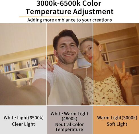 LED Camera Light, Portable Photography Video Lights Selfie Light for iPhone,Warm and Cool 3 Colors 3000-9900K, 72pcs Beads, with Cell Phone Clip, with 1/4 Standard Screw, 1500mAh Rechargeable CRI 80 in Saudi Arabia