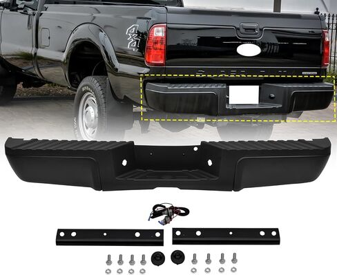Rear Step Bumper Compatible with 2008-2016 Ford F-250 F-350 F-450 Super Duty,Black Steel Back Bumper W/O Object Sensor Holes in Kuwait