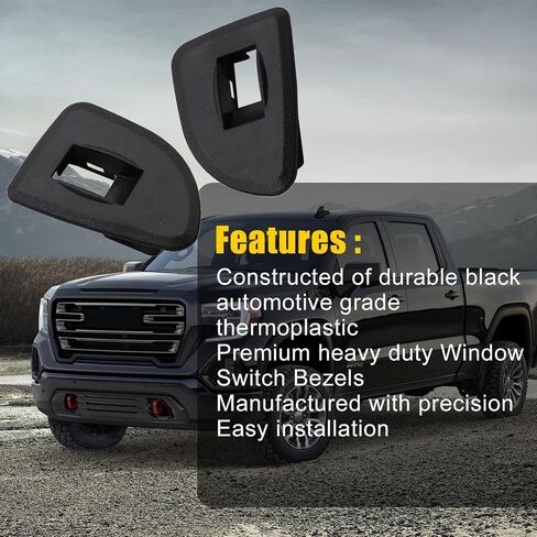 FZJDSD Window Switch Bezels 2PCS Black Rear Left & Right Side Compatible with GMC Sierra Chevy Silverado 1500 2500 HD 3500 Ext Cab 2009-2013 Replace 25995490 25995494 in Saudi Arabia
