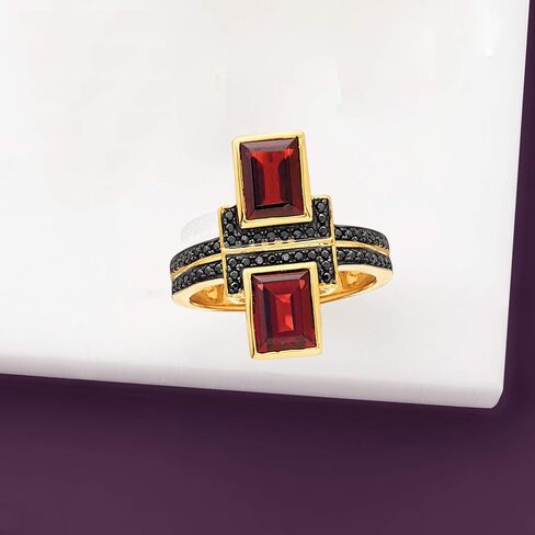 Ross-Simons 2.40 CT. T.W. العقيق و .10 CT. T.W. حلقة إسبنيل أسود في الذهب 18kt على الجنيه الاسترليني in Saudi Arabia