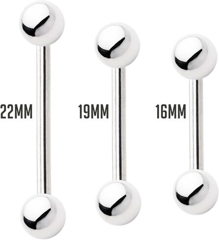 50pcs 316L Surgical Steel 13mm 16mm 19mm 22mm خارجيًا الخيوط 14g الحديد المستقيم قضبان اللسان Nipple Jewelry in Saudi Arabia