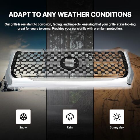 Karpal Hood Bulge Molding Grille Trim & Pront Grille Grille Grill 2PCS متوافق مع 2014 2015 2015 2017 2018 2019 2020 2021 Toyota Tundra 53101-0C041 76180-0C030 in Kuwait