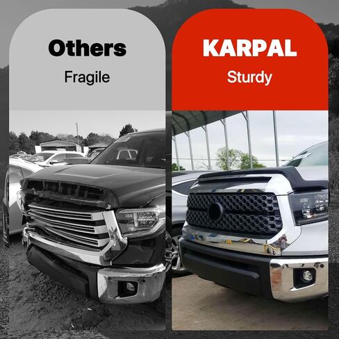 Karpal Hood Bulge Molding Grille Trim & Pront Grille Grille Grill 2PCS متوافق مع 2014 2015 2015 2017 2018 2019 2020 2021 Toyota Tundra 53101-0C041 76180-0C030 in Kuwait