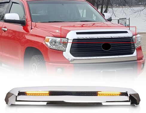 Karpal Hood Bulge Molding Grille Trim & Pront Grille Grille Grill 2PCS متوافق مع 2014 2015 2015 2017 2018 2019 2020 2021 Toyota Tundra 53101-0C041 76180-0C030 in Kuwait