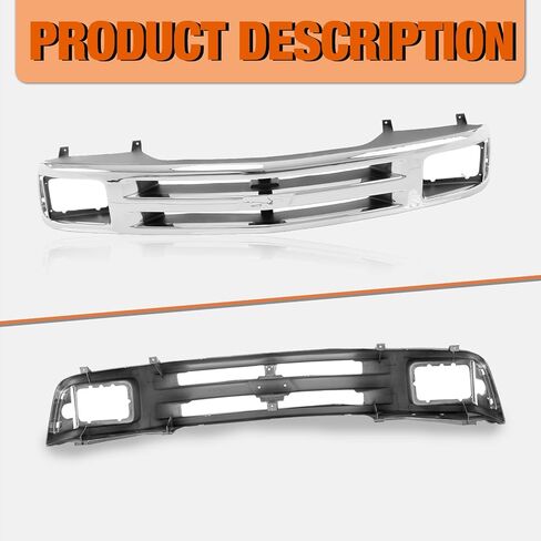 CarPartsDepot Front Grille Black Grill Compatible With 1994-1997 S10 & Blazer GM1200225 12471807 (Sealed Beam Type） in Kuwait